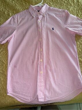 Polo by Ralph Lauren Light Pink & White Striped Button-Down Shirt